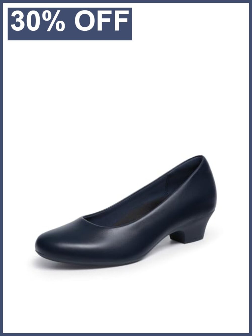 DREAM PAIRS Women's Faux Leather Closed Toe Block Heel Pumps
